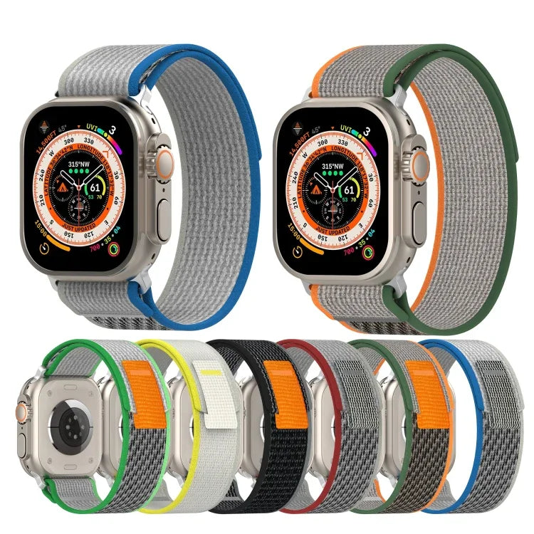 ダブルカラーナイロンフック＆ループファスナ―ウォッチバンド Apple Watch Ultra 49mm、Apple Watch Series 8&7 45mm/SE 2&6&SE&5&4 44mm、Apple Watch Series 8&7 41mm/SE 2&6&SE&5&4 40mm対応