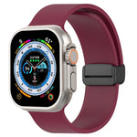 Magnetic Black Buckle Smooth Silicone Watch Band, For Apple Watch Ultra 49mm, For Apple Watch Series 8&7 45mm, For Apple Watch Series 8&7 41mm
