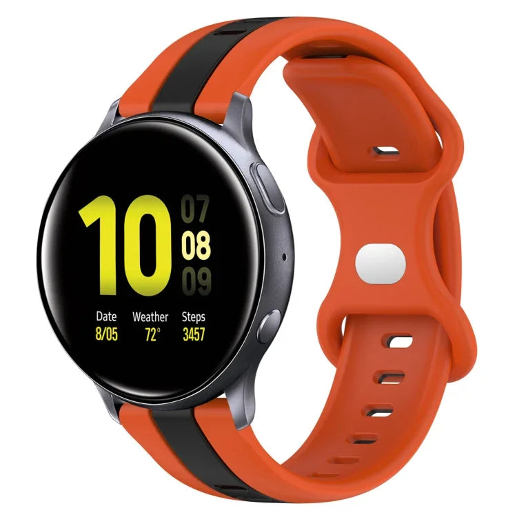 20mm バタフライバックル ツートーンシリコンウォッチバンド、Samsung Galaxy Watch Active 2 44mm用、Samsung Galaxy Watch 42mm用