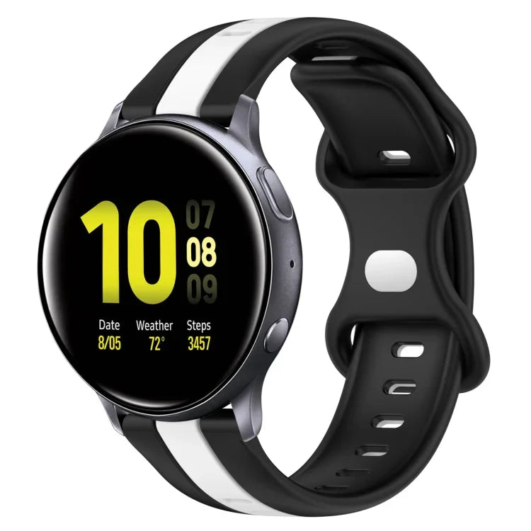 20mm バタフライバックル ツートーンシリコンウォッチバンド、Samsung Galaxy Watch Active 2 44mm用、Samsung Galaxy Watch 42mm用