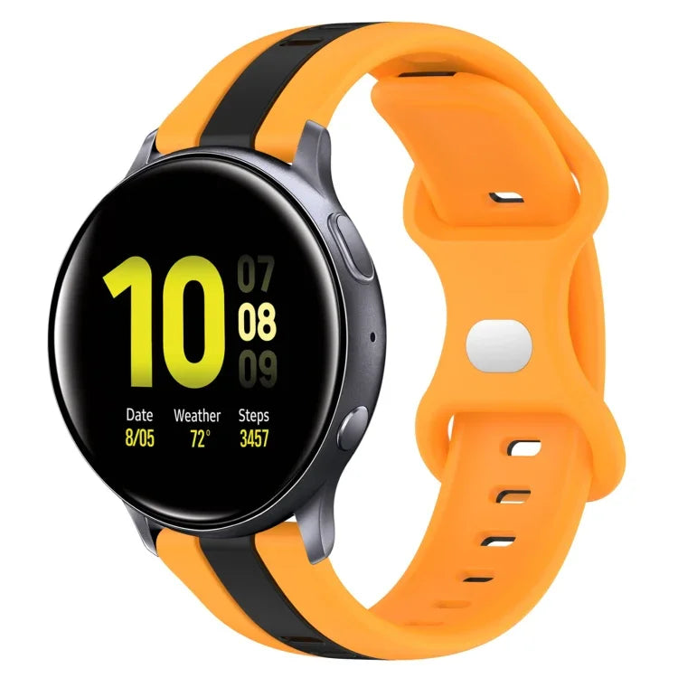 20mm バタフライバックル ツートーンシリコンウォッチバンド、Samsung Galaxy Watch Active 2 44mm用、Samsung Galaxy Watch 42mm用