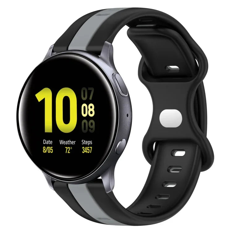 20mm バタフライバックル ツートーンシリコンウォッチバンド、Samsung Galaxy Watch Active 2 44mm用、Samsung Galaxy Watch 42mm用