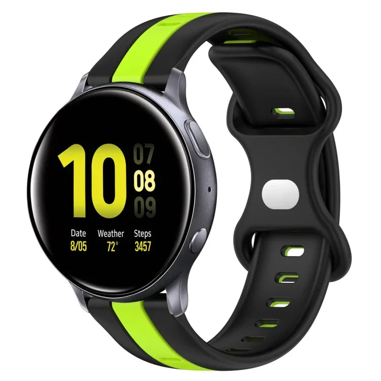 20mm バタフライバックル ツートーンシリコンウォッチバンド、Samsung Galaxy Watch Active 2 44mm用、Samsung Galaxy Watch 42mm用