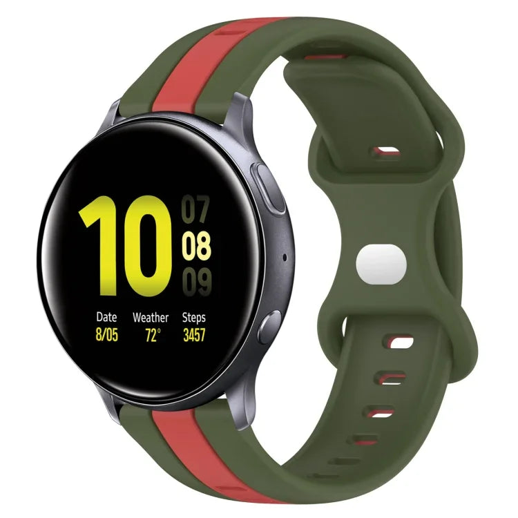 20mm バタフライバックル ツートーンシリコンウォッチバンド、Samsung Galaxy Watch Active 2 44mm用、Samsung Galaxy Watch 42mm用