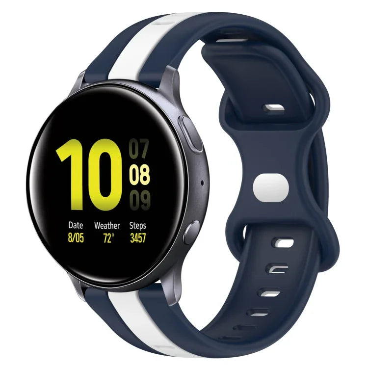 20mm バタフライバックル ツートーンシリコンウォッチバンド、Samsung Galaxy Watch Active 2 44mm用、Samsung Galaxy Watch 42mm用