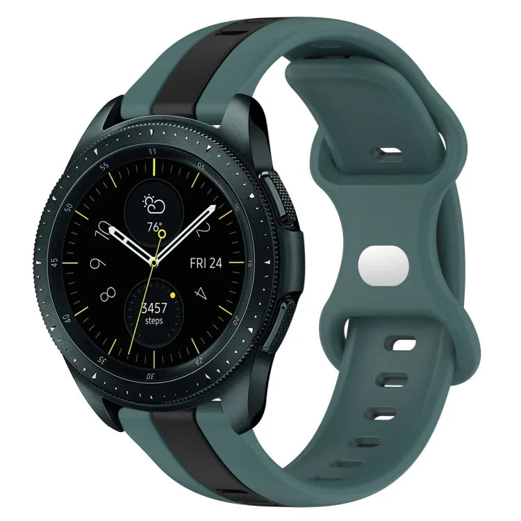 20mm バタフライバックル ツートーンシリコンウォッチバンド、Samsung Galaxy Watch Active 2 44mm用、Samsung Galaxy Watch 42mm用