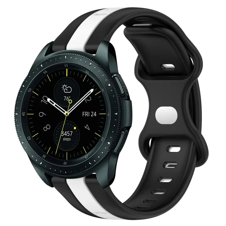 20mm バタフライバックル ツートーンシリコンウォッチバンド、Samsung Galaxy Watch Active 2 44mm用、Samsung Galaxy Watch 42mm用