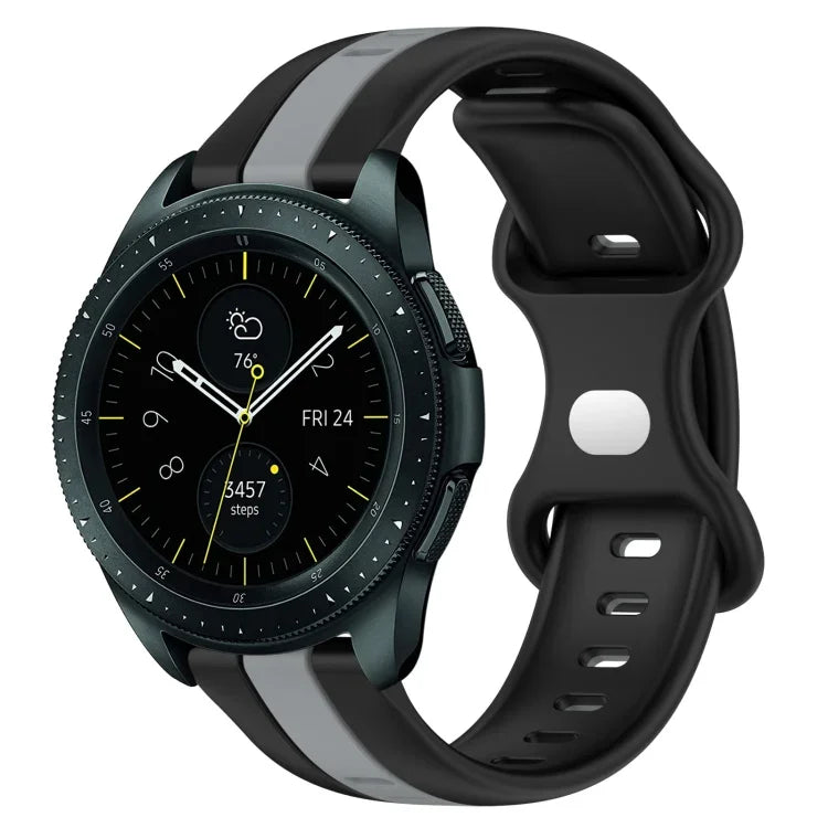 20mm バタフライバックル ツートーンシリコンウォッチバンド、Samsung Galaxy Watch Active 2 44mm用、Samsung Galaxy Watch 42mm用