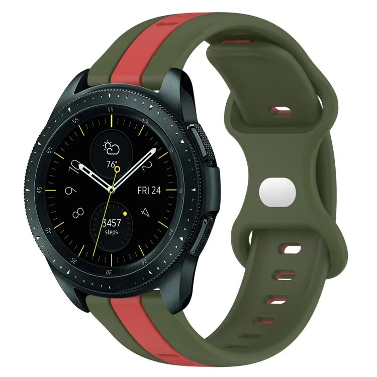 20mm バタフライバックル ツートーンシリコンウォッチバンド、Samsung Galaxy Watch Active 2 44mm用、Samsung Galaxy Watch 42mm用