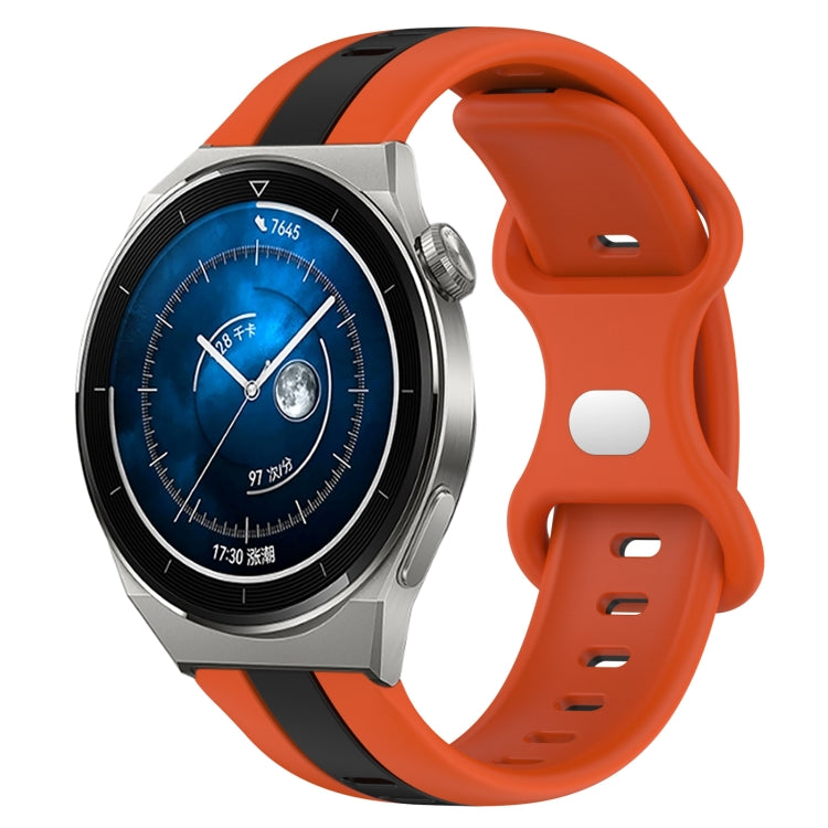 20mm Butterfly Buckle Two-Color Silicone Watch Band, For Huawei Watch GT3 Pro 43mm, For Huawei Watch GT3 42mm, For Huawei Watch GT2 42mm, For Huawei Watch 2