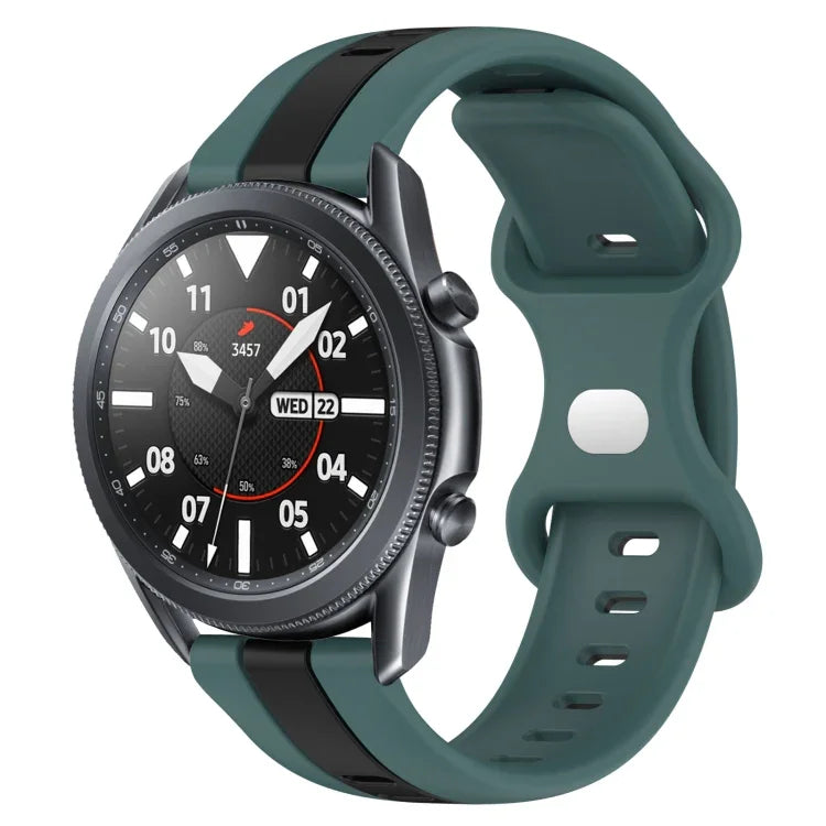 22mm バタフライバックル ツートーンシリコンウォッチバンド Samsung Galaxy Watch3 45mm用、Samsung Galaxy Watch 46mm用、Samsung Gear S3 Classic用、Samsung Gear S3 Frontier用