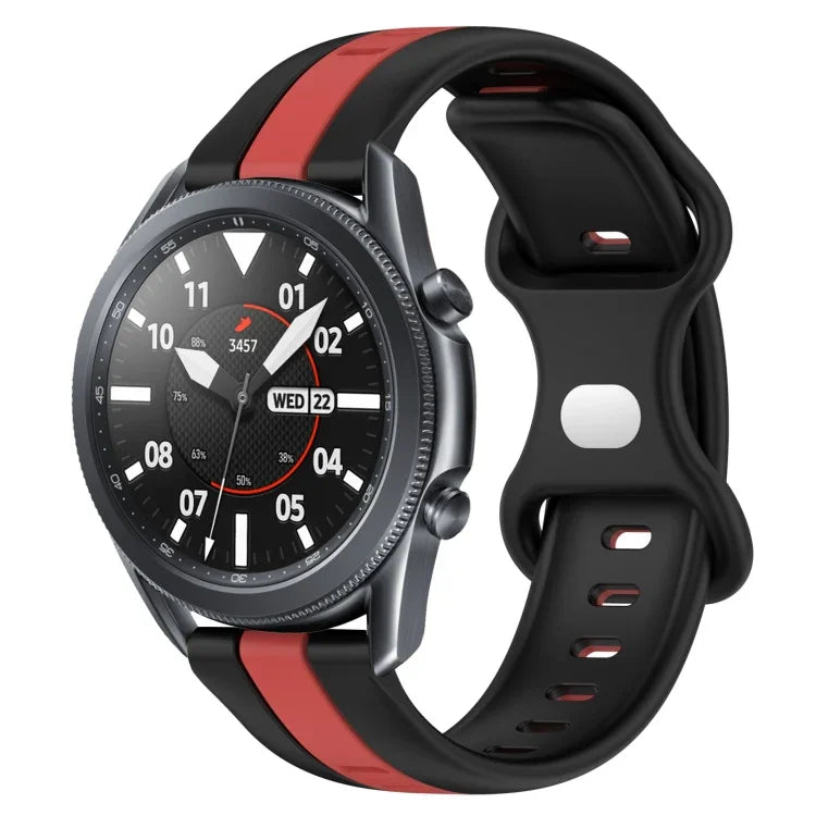 22mm バタフライバックル ツートーンシリコンウォッチバンド Samsung Galaxy Watch3 45mm用、Samsung Galaxy Watch 46mm用、Samsung Gear S3 Classic用、Samsung Gear S3 Frontier用