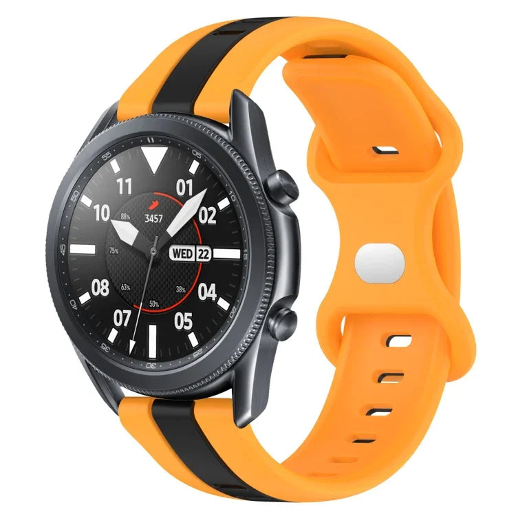 22mm バタフライバックル ツートーンシリコンウォッチバンド Samsung Galaxy Watch3 45mm用、Samsung Galaxy Watch 46mm用、Samsung Gear S3 Classic用、Samsung Gear S3 Frontier用
