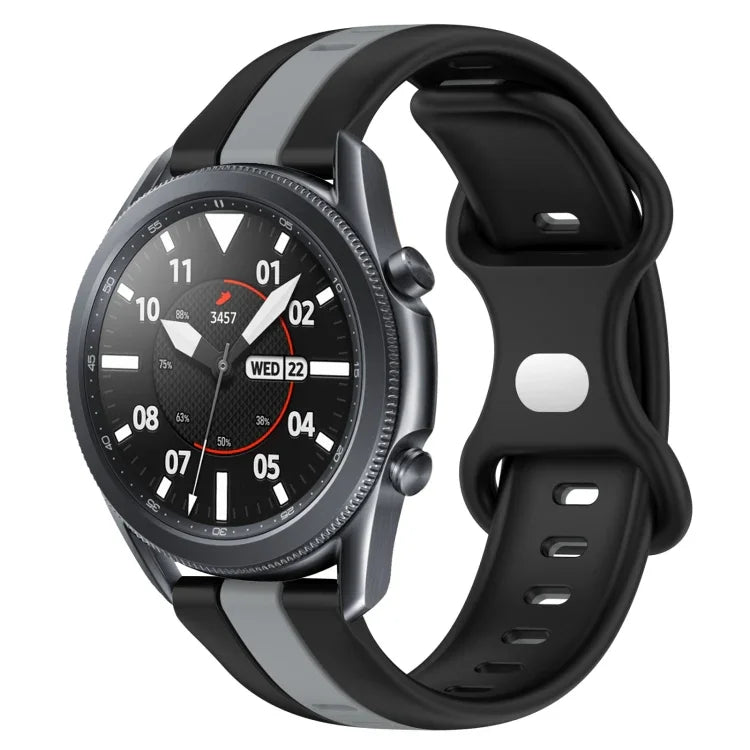 22mm バタフライバックル ツートーンシリコンウォッチバンド Samsung Galaxy Watch3 45mm用、Samsung Galaxy Watch 46mm用、Samsung Gear S3 Classic用、Samsung Gear S3 Frontier用
