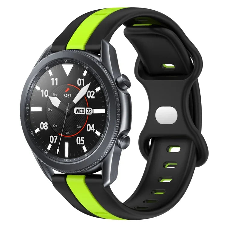 22mm バタフライバックル ツートーンシリコンウォッチバンド Samsung Galaxy Watch3 45mm用、Samsung Galaxy Watch 46mm用、Samsung Gear S3 Classic用、Samsung Gear S3 Frontier用