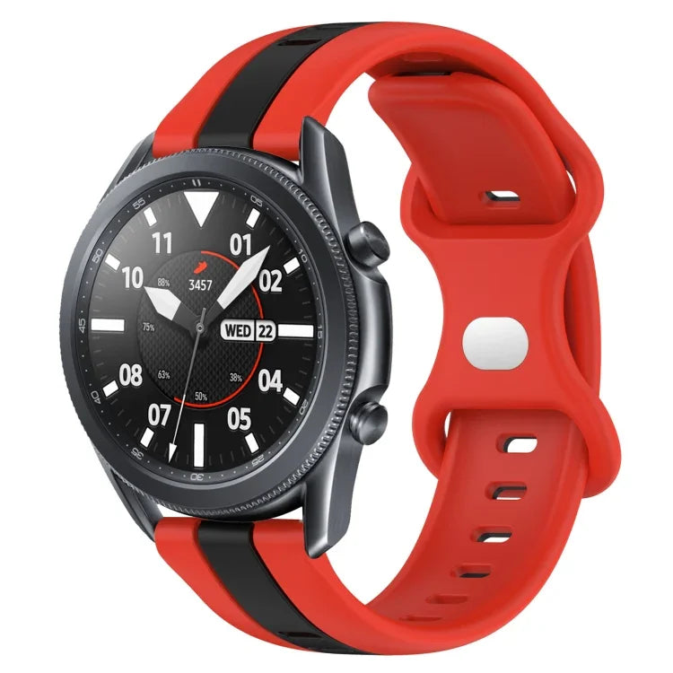 22mm バタフライバックル ツートーンシリコンウォッチバンド Samsung Galaxy Watch3 45mm用、Samsung Galaxy Watch 46mm用、Samsung Gear S3 Classic用、Samsung Gear S3 Frontier用