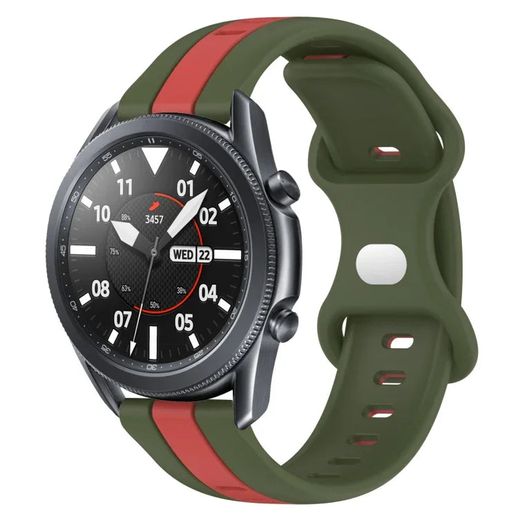 22mm バタフライバックル ツートーンシリコンウォッチバンド Samsung Galaxy Watch3 45mm用、Samsung Galaxy Watch 46mm用、Samsung Gear S3 Classic用、Samsung Gear S3 Frontier用
