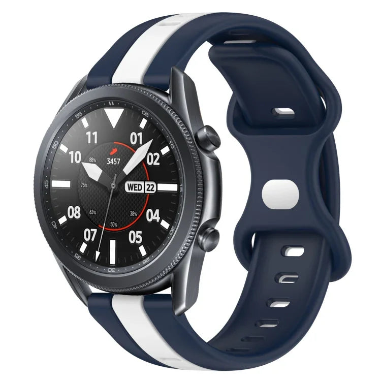 22mm バタフライバックル ツートーンシリコンウォッチバンド Samsung Galaxy Watch3 45mm用、Samsung Galaxy Watch 46mm用、Samsung Gear S3 Classic用、Samsung Gear S3 Frontier用