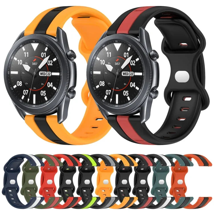 22mm バタフライバックル ツートーンシリコンウォッチバンド Samsung Galaxy Watch3 45mm用、Samsung Galaxy Watch 46mm用、Samsung Gear S3 Classic用、Samsung Gear S3 Frontier用