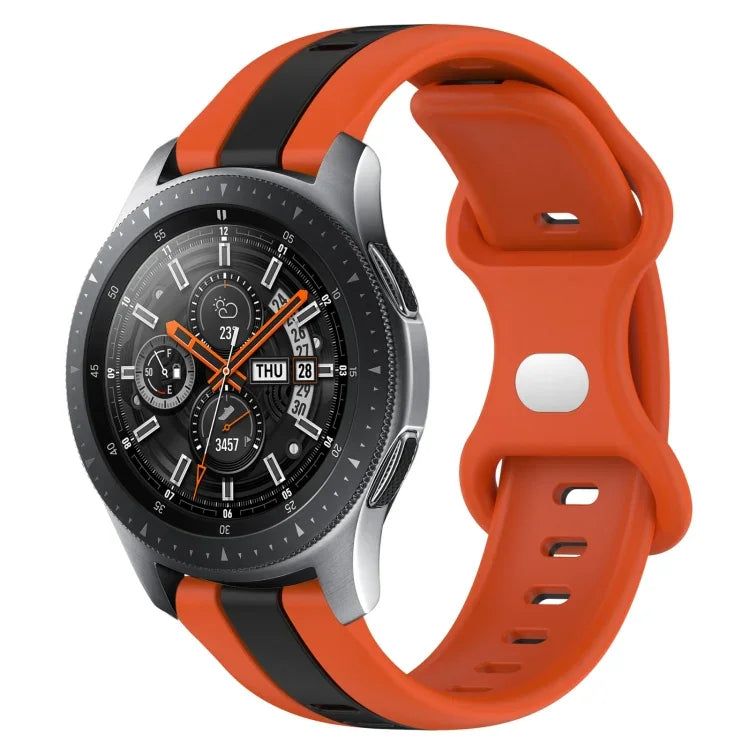 22mm バタフライバックル ツートーンシリコンウォッチバンド Samsung Galaxy Watch3 45mm用、Samsung Galaxy Watch 46mm用、Samsung Gear S3 Classic用、Samsung Gear S3 Frontier用