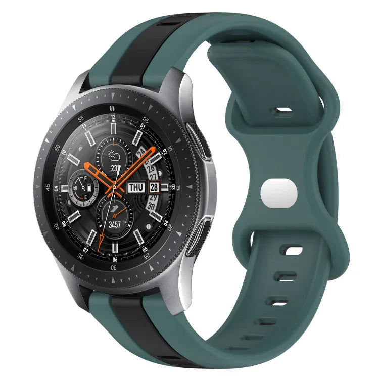 22mm バタフライバックル ツートーンシリコンウォッチバンド Samsung Galaxy Watch3 45mm用、Samsung Galaxy Watch 46mm用、Samsung Gear S3 Classic用、Samsung Gear S3 Frontier用