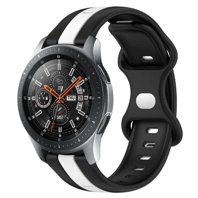 22mm バタフライバックル ツートーンシリコンウォッチバンド Samsung Galaxy Watch3 45mm用、Samsung Galaxy Watch 46mm用、Samsung Gear S3 Classic用、Samsung Gear S3 Frontier用