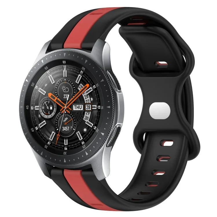 22mm バタフライバックル ツートーンシリコンウォッチバンド Samsung Galaxy Watch3 45mm用、Samsung Galaxy Watch 46mm用、Samsung Gear S3 Classic用、Samsung Gear S3 Frontier用