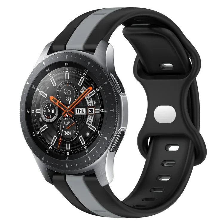 22mm バタフライバックル ツートーンシリコンウォッチバンド Samsung Galaxy Watch3 45mm用、Samsung Galaxy Watch 46mm用、Samsung Gear S3 Classic用、Samsung Gear S3 Frontier用