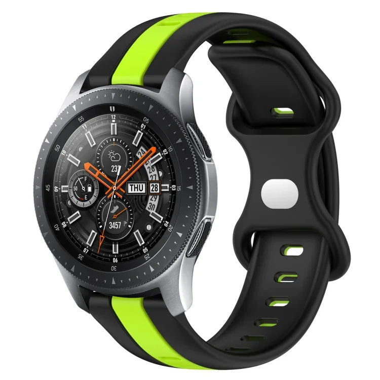 22mm バタフライバックル ツートーンシリコンウォッチバンド Samsung Galaxy Watch3 45mm用、Samsung Galaxy Watch 46mm用、Samsung Gear S3 Classic用、Samsung Gear S3 Frontier用