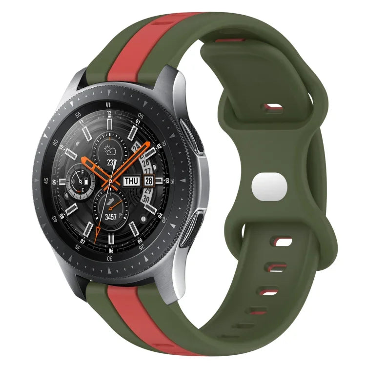 22mm バタフライバックル ツートーンシリコンウォッチバンド Samsung Galaxy Watch3 45mm用、Samsung Galaxy Watch 46mm用、Samsung Gear S3 Classic用、Samsung Gear S3 Frontier用