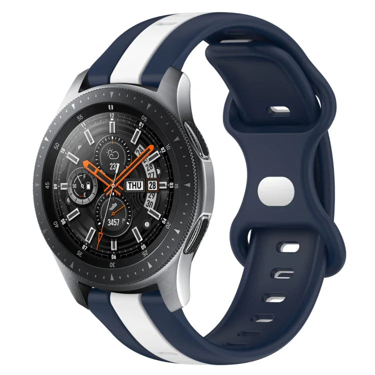 22mm バタフライバックル ツートーンシリコンウォッチバンド Samsung Galaxy Watch3 45mm用、Samsung Galaxy Watch 46mm用、Samsung Gear S3 Classic用、Samsung Gear S3 Frontier用
