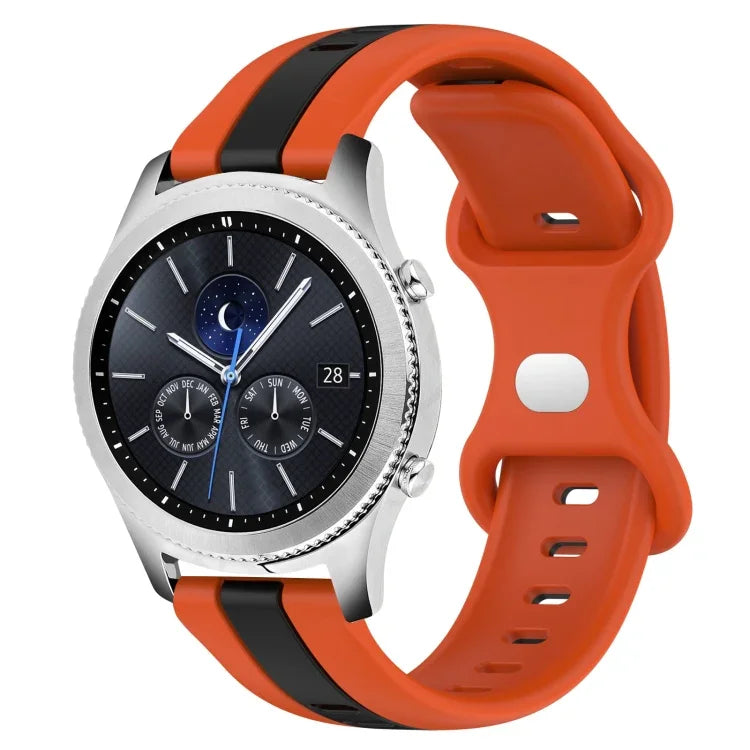 22mm バタフライバックル ツートーンシリコンウォッチバンド Samsung Galaxy Watch3 45mm用、Samsung Galaxy Watch 46mm用、Samsung Gear S3 Classic用、Samsung Gear S3 Frontier用