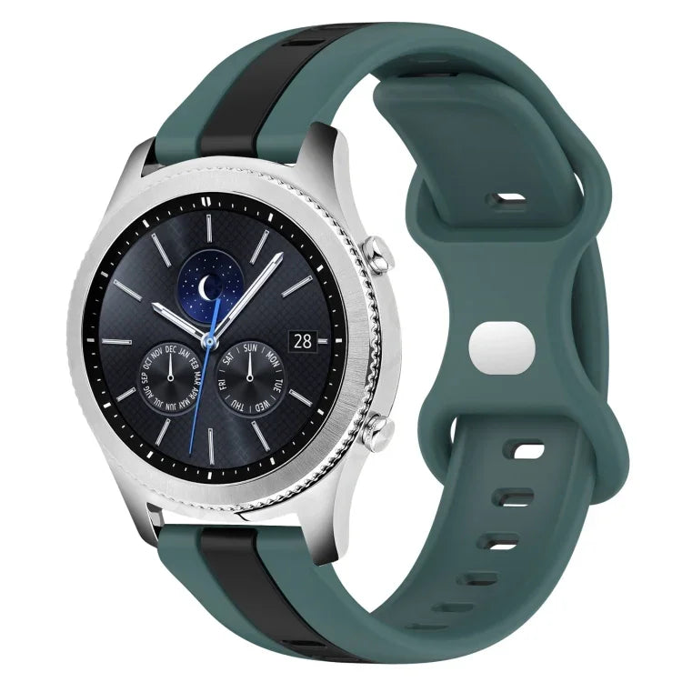 22mm バタフライバックル ツートーンシリコンウォッチバンド Samsung Galaxy Watch3 45mm用、Samsung Galaxy Watch 46mm用、Samsung Gear S3 Classic用、Samsung Gear S3 Frontier用