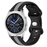 22mm バタフライバックル ツートーンシリコンウォッチバンド Samsung Galaxy Watch3 45mm用、Samsung Galaxy Watch 46mm用、Samsung Gear S3 Classic用、Samsung Gear S3 Frontier用