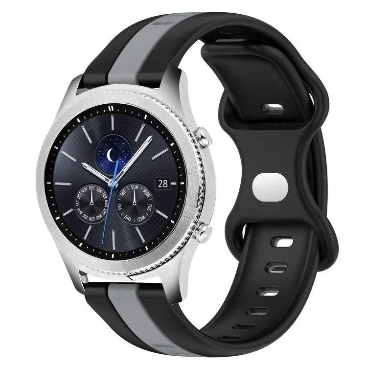 22mm バタフライバックル ツートーンシリコンウォッチバンド Samsung Galaxy Watch3 45mm用、Samsung Galaxy Watch 46mm用、Samsung Gear S3 Classic用、Samsung Gear S3 Frontier用