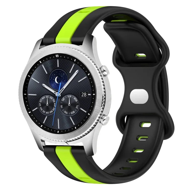 22mm バタフライバックル ツートーンシリコンウォッチバンド Samsung Galaxy Watch3 45mm用、Samsung Galaxy Watch 46mm用、Samsung Gear S3 Classic用、Samsung Gear S3 Frontier用