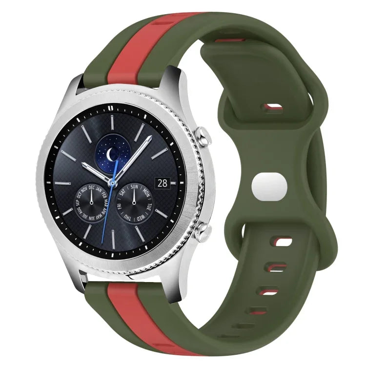 22mm バタフライバックル ツートーンシリコンウォッチバンド Samsung Galaxy Watch3 45mm用、Samsung Galaxy Watch 46mm用、Samsung Gear S3 Classic用、Samsung Gear S3 Frontier用