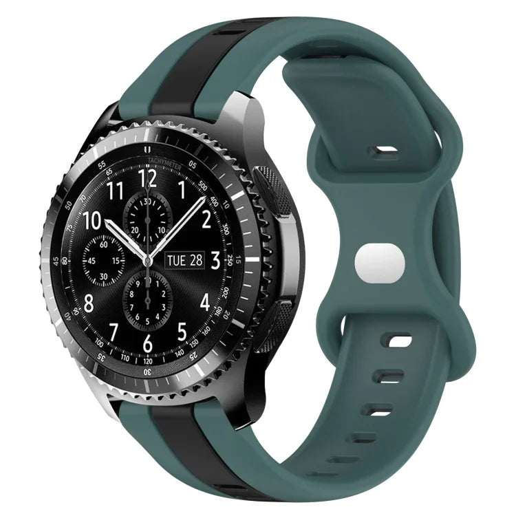 22mm バタフライバックル ツートーンシリコンウォッチバンド Samsung Galaxy Watch3 45mm用、Samsung Galaxy Watch 46mm用、Samsung Gear S3 Classic用、Samsung Gear S3 Frontier用