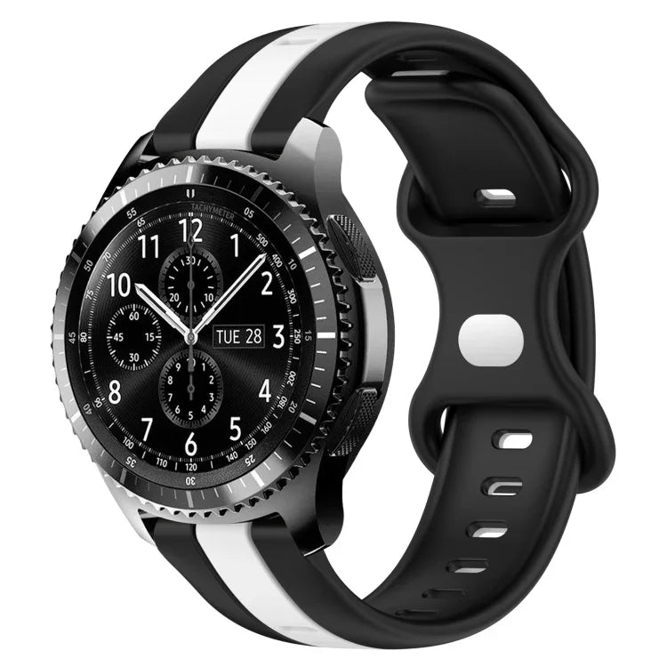 22mm バタフライバックル ツートーンシリコンウォッチバンド Samsung Galaxy Watch3 45mm用、Samsung Galaxy Watch 46mm用、Samsung Gear S3 Classic用、Samsung Gear S3 Frontier用