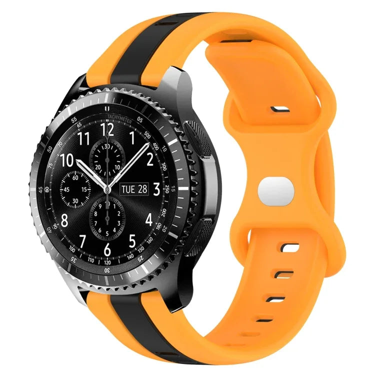 22mm バタフライバックル ツートーンシリコンウォッチバンド Samsung Galaxy Watch3 45mm用、Samsung Galaxy Watch 46mm用、Samsung Gear S3 Classic用、Samsung Gear S3 Frontier用