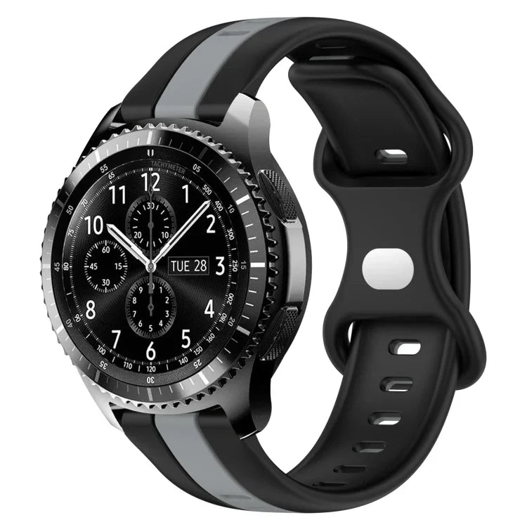 22mm バタフライバックル ツートーンシリコンウォッチバンド Samsung Galaxy Watch3 45mm用、Samsung Galaxy Watch 46mm用、Samsung Gear S3 Classic用、Samsung Gear S3 Frontier用