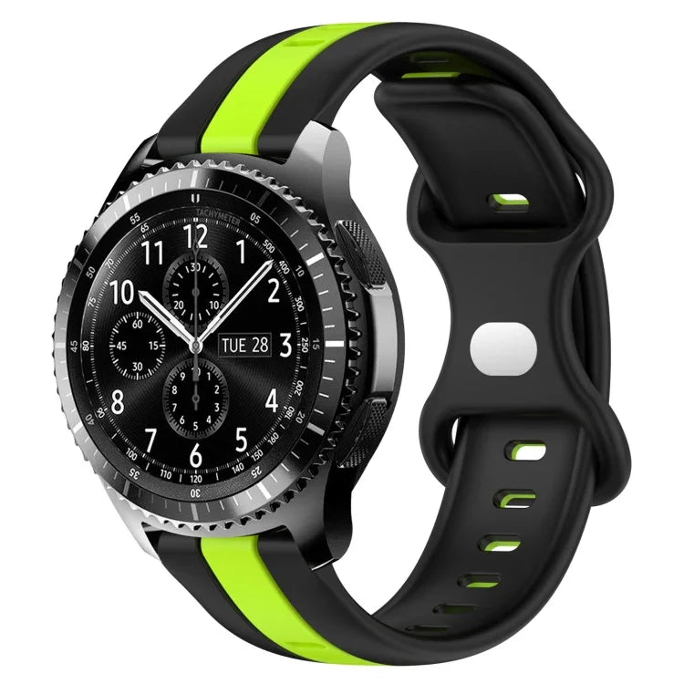 22mm バタフライバックル ツートーンシリコンウォッチバンド Samsung Galaxy Watch3 45mm用、Samsung Galaxy Watch 46mm用、Samsung Gear S3 Classic用、Samsung Gear S3 Frontier用