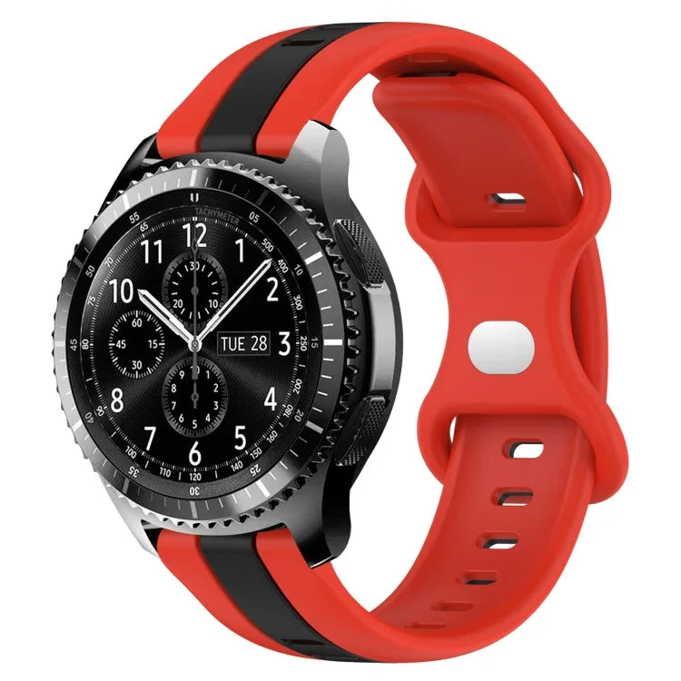 22mm バタフライバックル ツートーンシリコンウォッチバンド Samsung Galaxy Watch3 45mm用、Samsung Galaxy Watch 46mm用、Samsung Gear S3 Classic用、Samsung Gear S3 Frontier用