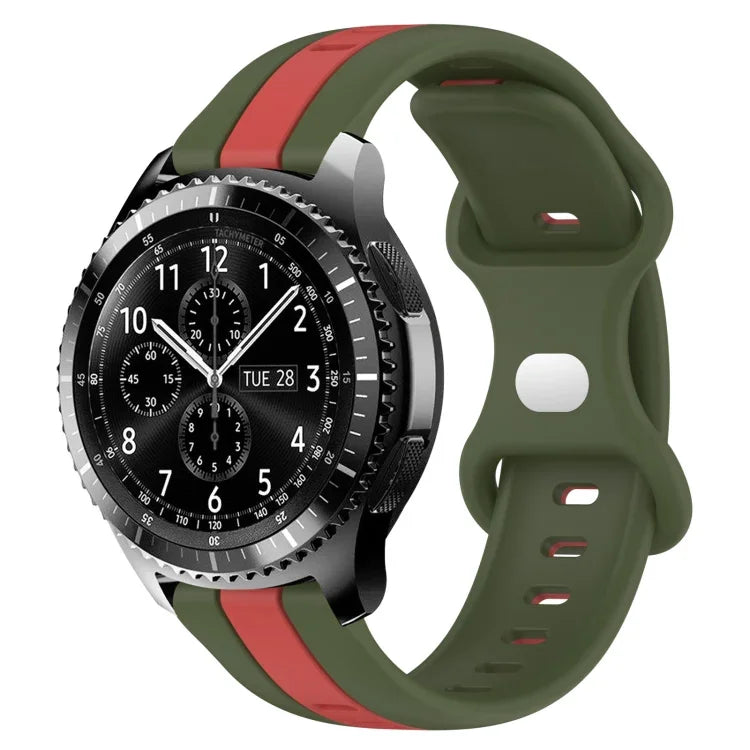 22mm バタフライバックル ツートーンシリコンウォッチバンド Samsung Galaxy Watch3 45mm用、Samsung Galaxy Watch 46mm用、Samsung Gear S3 Classic用、Samsung Gear S3 Frontier用