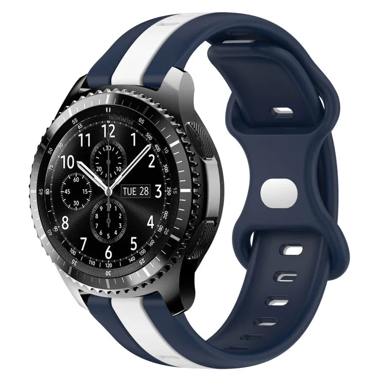22mm バタフライバックル ツートーンシリコンウォッチバンド Samsung Galaxy Watch3 45mm用、Samsung Galaxy Watch 46mm用、Samsung Gear S3 Classic用、Samsung Gear S3 Frontier用