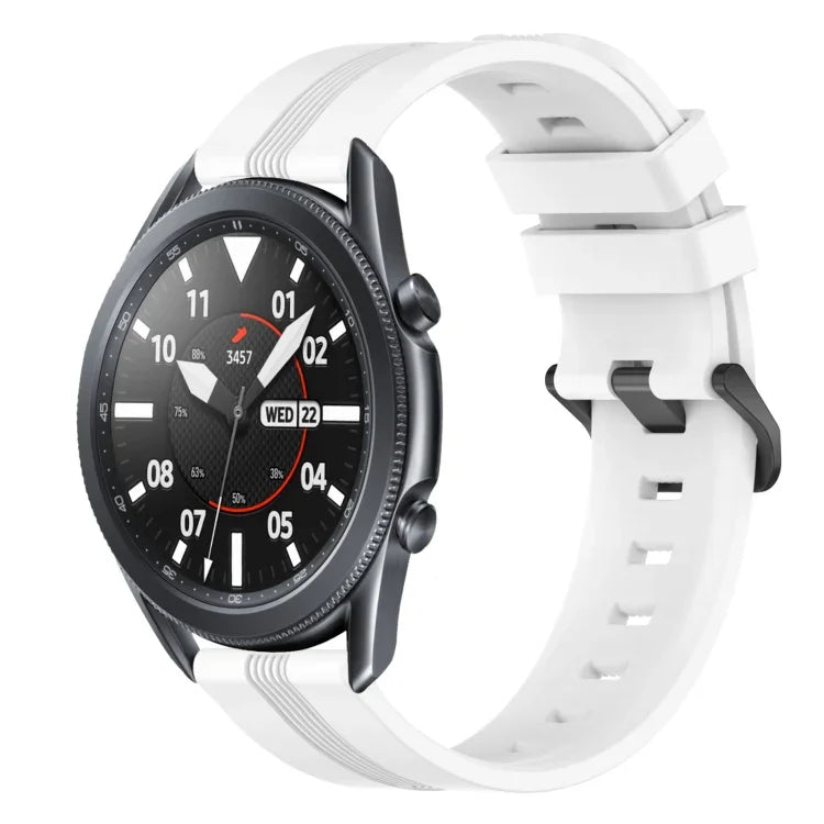 22mm 凹型ストライプシリコンウォッチバンド、Samsung Galaxy Watch3 45mm用、Samsung Galaxy Watch 46mm用、Samsung Gear S3 Classic用、Samsung Gear S3 Frontier用