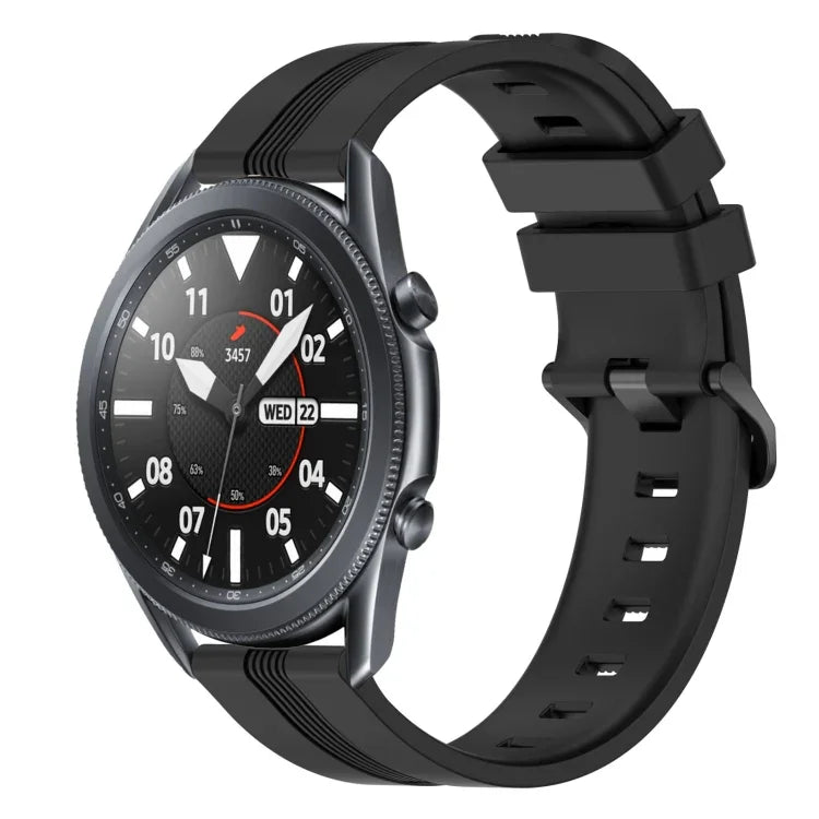 22mm 凹型ストライプシリコンウォッチバンド、Samsung Galaxy Watch3 45mm用、Samsung Galaxy Watch 46mm用、Samsung Gear S3 Classic用、Samsung Gear S3 Frontier用
