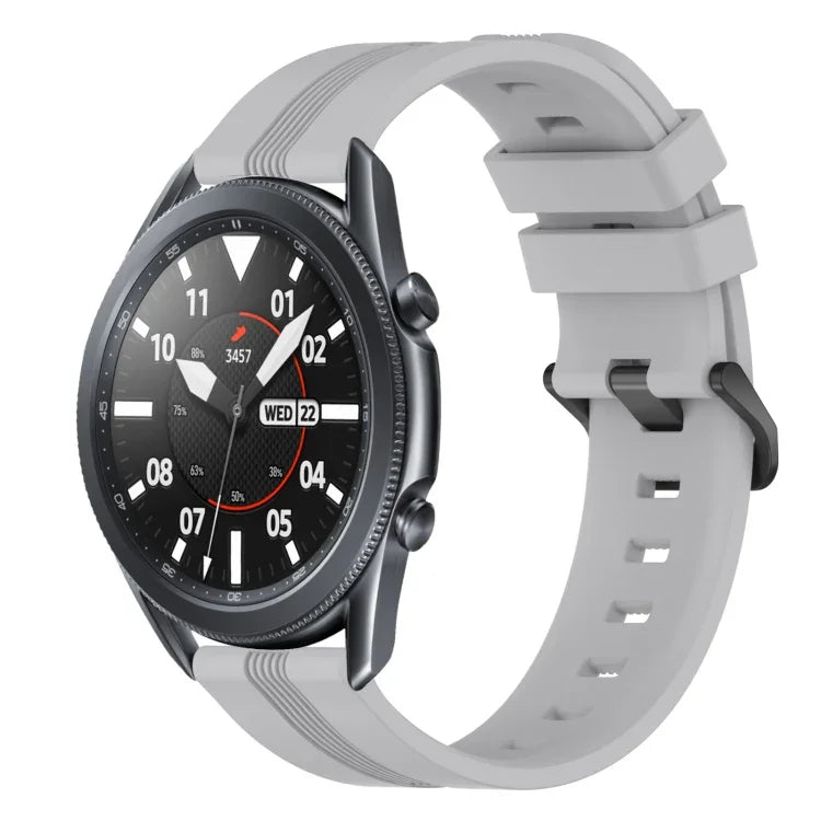22mm 凹型ストライプシリコンウォッチバンド、Samsung Galaxy Watch3 45mm用、Samsung Galaxy Watch 46mm用、Samsung Gear S3 Classic用、Samsung Gear S3 Frontier用