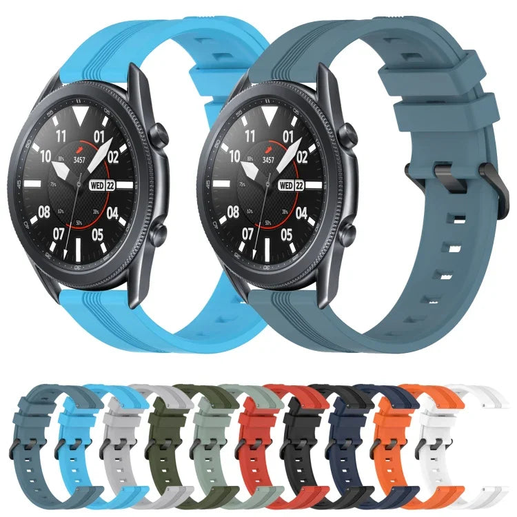 22mm 凹型ストライプシリコンウォッチバンド、Samsung Galaxy Watch3 45mm用、Samsung Galaxy Watch 46mm用、Samsung Gear S3 Classic用、Samsung Gear S3 Frontier用