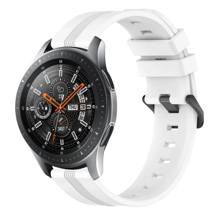 22mm 凹型ストライプシリコンウォッチバンド、Samsung Galaxy Watch3 45mm用、Samsung Galaxy Watch 46mm用、Samsung Gear S3 Classic用、Samsung Gear S3 Frontier用